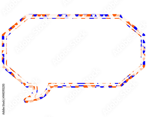 ステンドグラス風吹き出し　三角形模様　細長い八角形