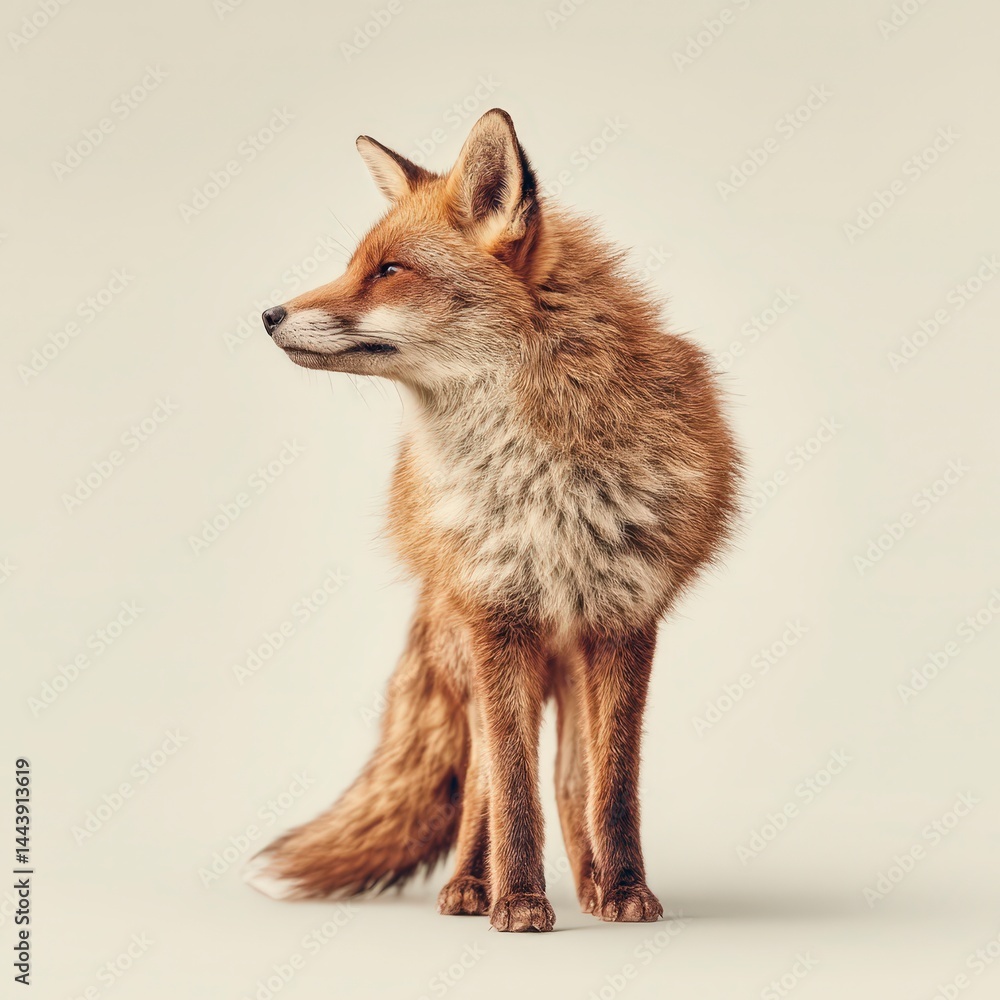 Fototapeta premium Majestic Red Fox Wildlife Animal Portrait Furry Bushy Tail Alert Isolated Nature Pho