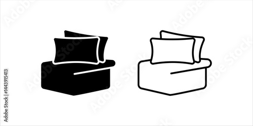 Bed linen set with duvet and pillows vector illustration on white background.