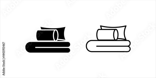  Bed linen with duvet and pillows vector illustration on white background.
