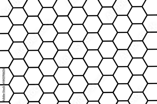 Hexagonal grid pattern with interlocking shapes on a plain background in a minimalist design