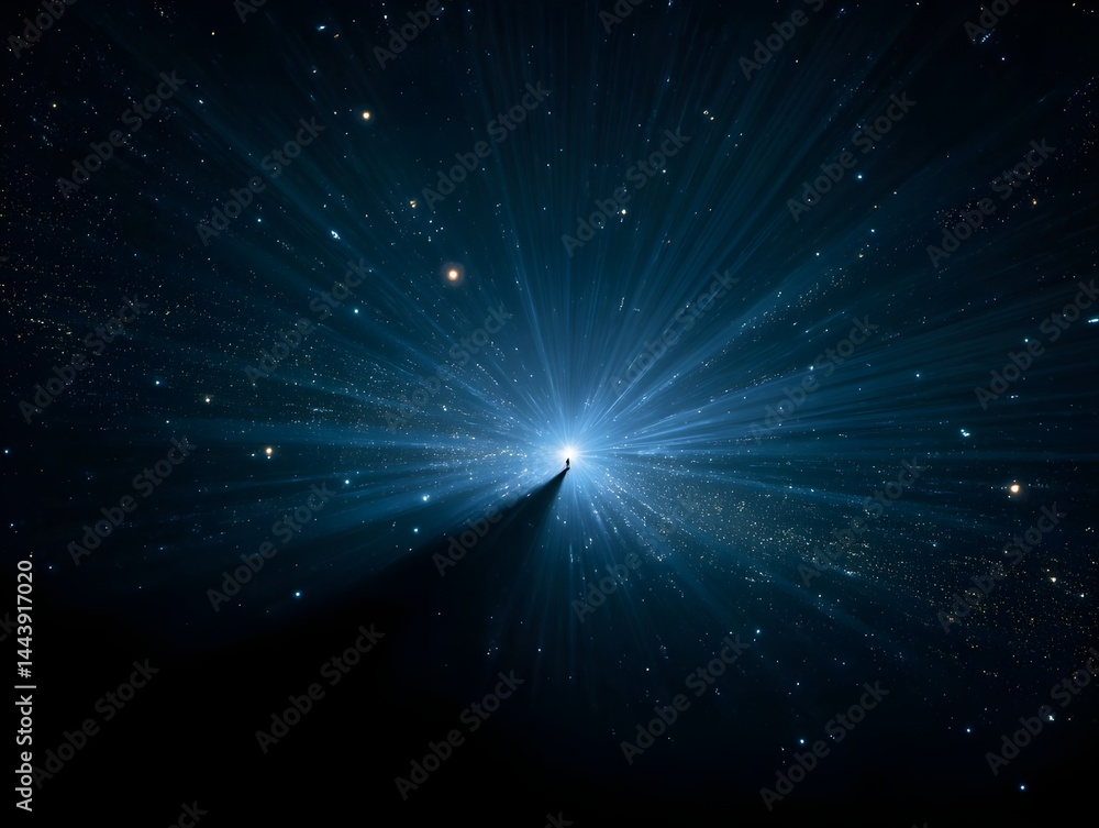 Fototapeta premium Striking Gamma Ray Burst Silhouette Against Starry Cosmic Backdrop Evoking Deep Space Phenomena Enthusiast Curiosity