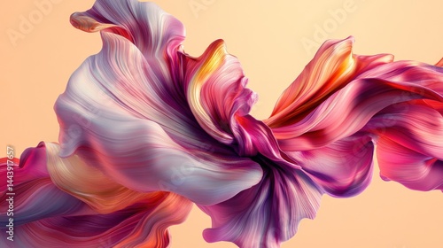 Vibrant, flowing fabric drapes in soft pastel hues.