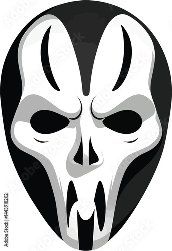 Ghostface Mask - Minimalist Horror Icon in Black & White Illustration