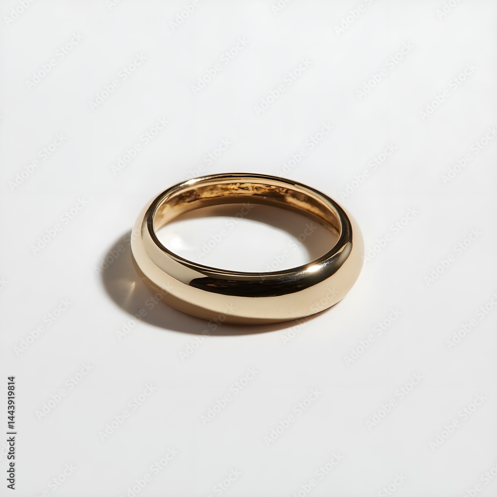 Minimalist Half Round Gold Ring with Smooth Curved Silhouette Highlighting Understated Luxury on White Background Minimalist Half Round Gold Ring with Smooth Curved Silhouette Highlighting Understated Luxury on White Background