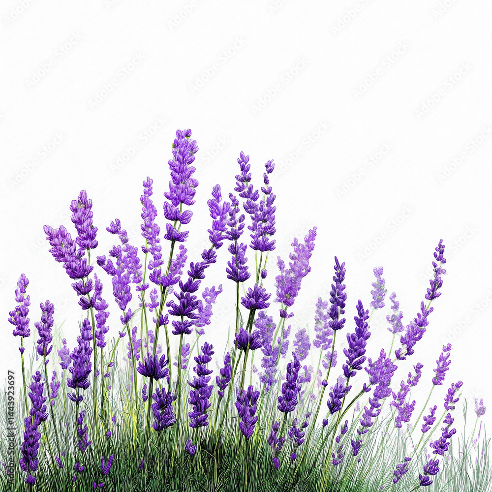Naklejka premium A bunch of purple flowers with green stems