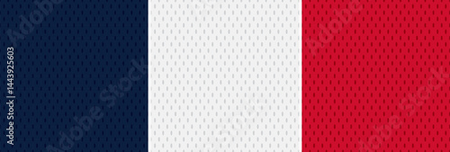 3 Hockey Jersey Mesh Seamless Vector Patterns in Navy, White and Red. Tricolore Sports Background. Athletic Fabric Texture Close-Up. Breathable and Moisture Wicking Sportswear Textile.