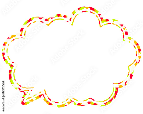 ステンドグラス風吹き出し　三角形模様　丸みのある雲形