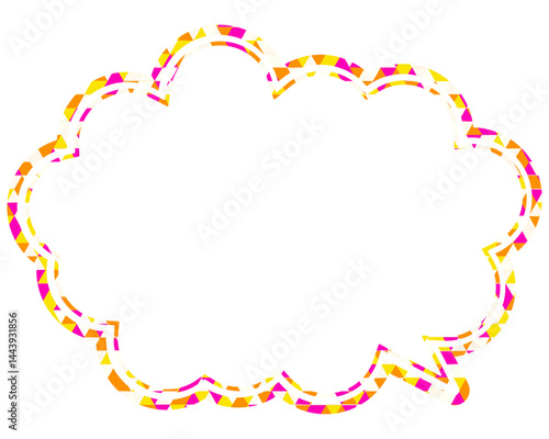 ステンドグラス風吹き出し　三角形模様　丸みのある雲形