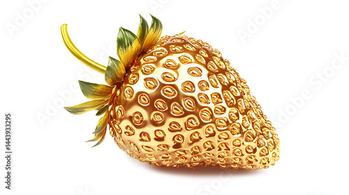 Golden strawberry isolated on a white background