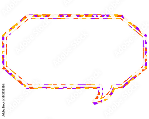 ステンドグラス風吹き出し　三角形模様　細長い八角形