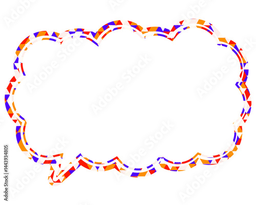 ステンドグラス風吹き出し　三角形模様　細長い雲形