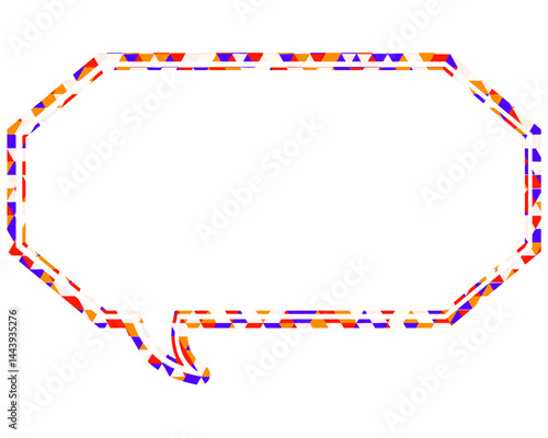 ステンドグラス風吹き出し　三角形模様　細長い八角形