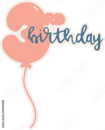 Canvas Print 3rd happy birthday card with balloons