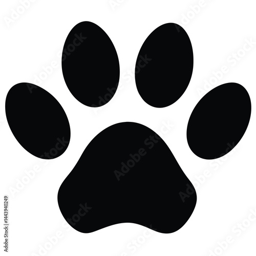isolated dog paw print on white background 