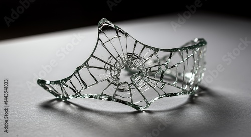 Obraz na płótnie Shattered Glass Object with Cracks Isolated on White Screen Background Ideal for Damage Destruction Repair Reuse and Recycle Concept with Studio Lighting w salonie