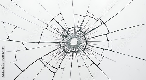 Obraz na płótnie Shattered Glass Texture with Spiderweb Cracks Isolated on White Screen Background for Ads and Promotions w salonie