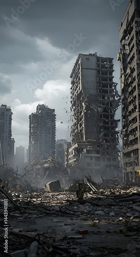 War-torn city in ruins