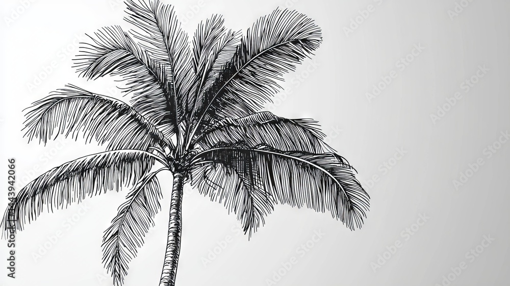 Hand-drawn palm tree illustration on light background for tropical scenes
