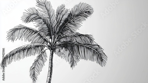 Obraz na płótnie Hand-drawn palm tree illustration on light background for tropical scenes w salonie