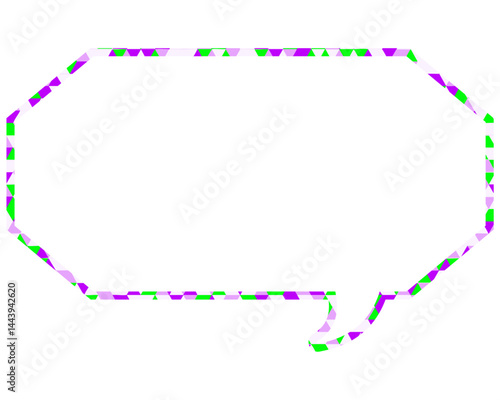 ステンドグラス風吹き出し　三角形模様　細長い八角形