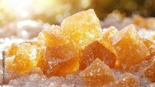 Obraz na płótnie Close-up of light brown sugar cubes w salonie