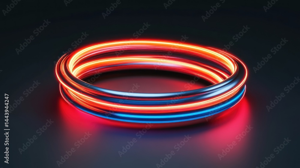 Abstract glowing rings of vibrant colors on a dark surface. Abstract glowing rings of vibrant colors on a dark surface.