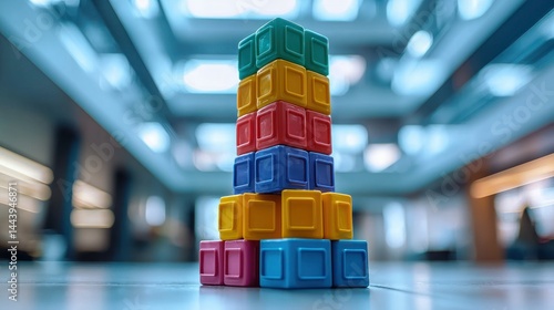 Obraz na płótnie Colorful stack of blocks in a modern interior w salonie