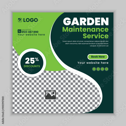 Professional Creative Garden  Maintenance and Lawn Care Social Media Post Design Template, web banner  for Lawn Mower gardening service, Agriculture farming business service online post 