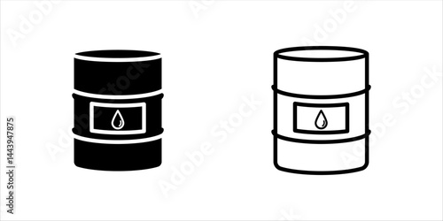 Oil barrel and drop. Oil barrels fuel. Oil drum or petroleum drums logo.  Milieu icon. Barrel leak. Barrel with labels. Oil stocks, industry concept. Fuel, fuel barrel, Spill oil. Droplet logo