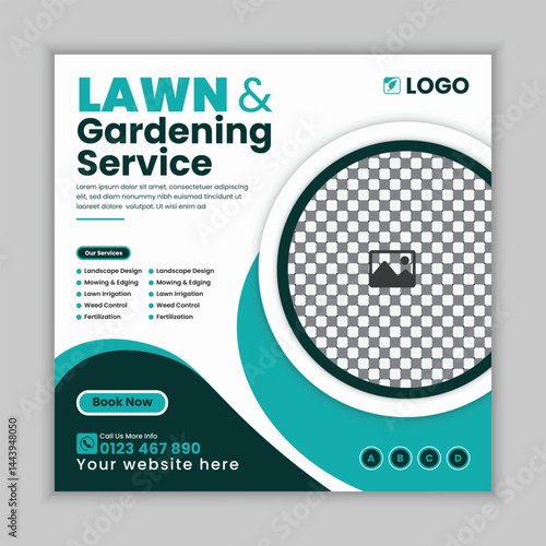 Professional Creative Garden  Maintenance and Lawn Care Social Media Post Design Template, web banner  for Lawn Mower gardening service, Agriculture farming business service online post 