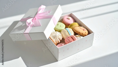 箱入りの美しいクッキー　お菓子のコピースペースの写真