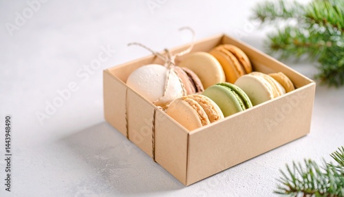 箱入りの美しいクッキー　お菓子のコピースペースの写真