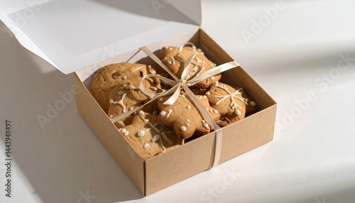 箱入りの美しいクッキー　お菓子のコピースペースの写真