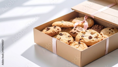箱入りの美しいクッキー　お菓子のコピースペースの写真
