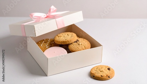 箱入りの美しいクッキー　お菓子のコピースペースの写真