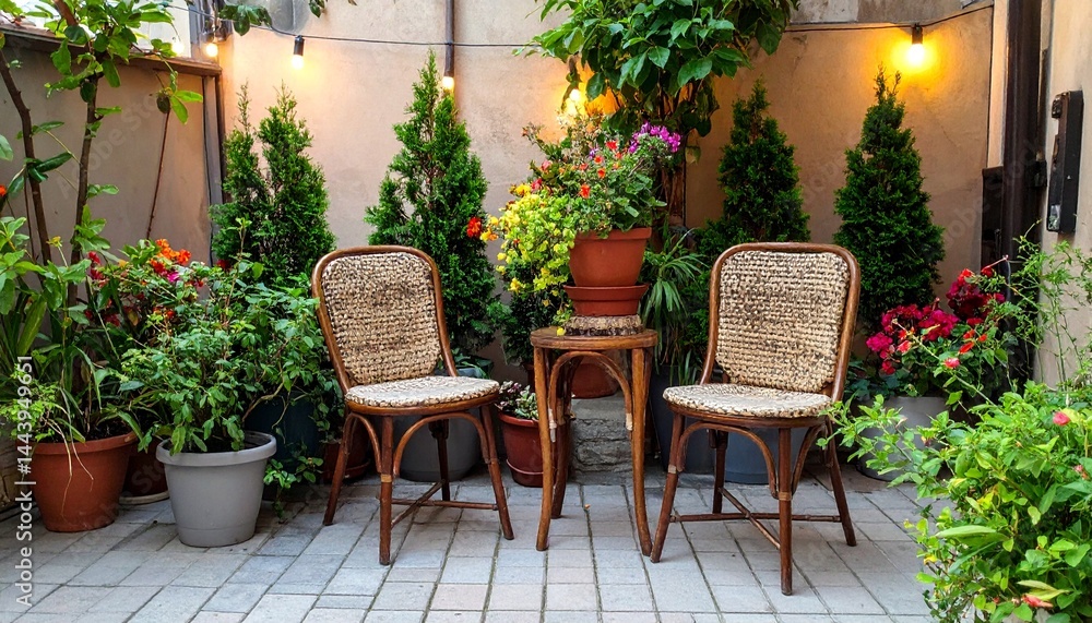 Fototapeta premium カフェのようなおしゃれな小庭