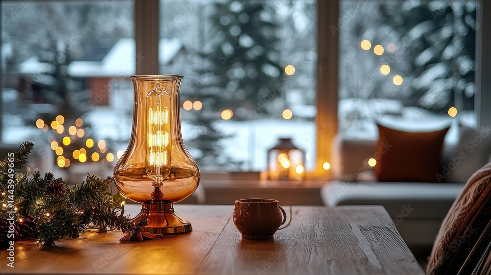 Cozy winter scene with warm light