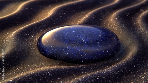 Dark gemstone on textured sand