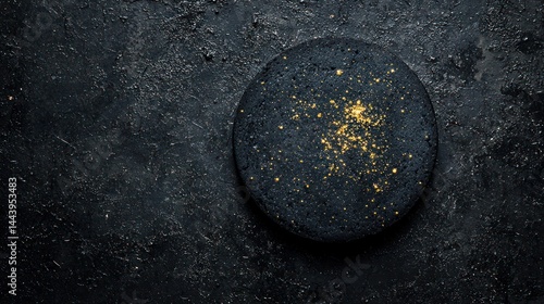 Dark round cake with gold specks