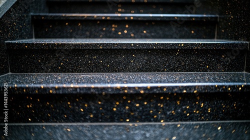 Obraz na płótnie Dark stone stairs with golden speckles w salonie
