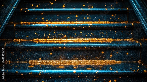 Obraz na płótnie Dark steps with golden accents w salonie