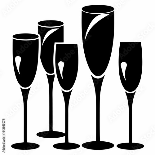 Set of drinks glass vector on white background.