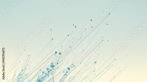 Abstract Geometric Tech Background with Soft Blue-Cream Gradient, Dots, Lines, and Thin Wires: Minimalist Digital Art for Web Design, UI/UX, Technology Presentations, Branding Materials