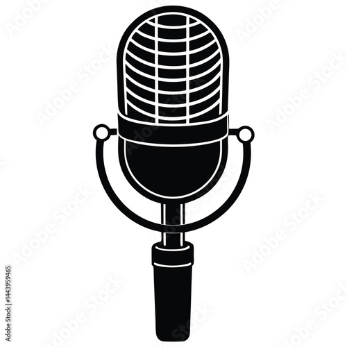 Isolated Black Vector condenser microphone With White Background