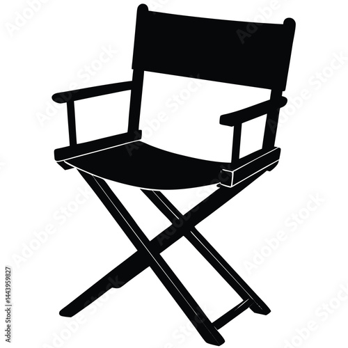 Isolated Black Vector director s chair With White Background