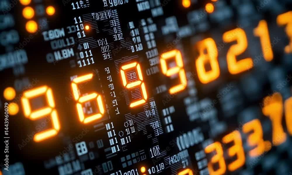 Digital Data Stream Background with Flickering Numbers and Binary Code Visuals Digital Data Stream Background with Flickering Numbers and Binary Code Visuals