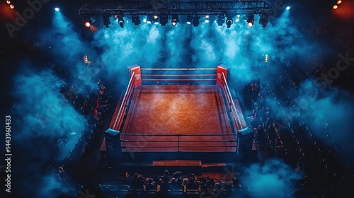Obraz na płótnie Empty boxing ring, arena lights, smoky atmosphere w salonie