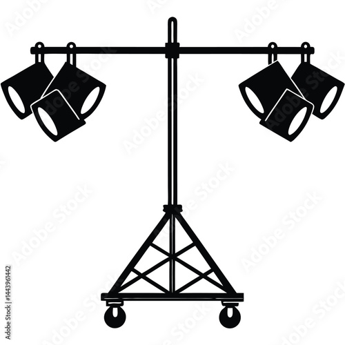 Isolated Black Vector lighting rig With White Background