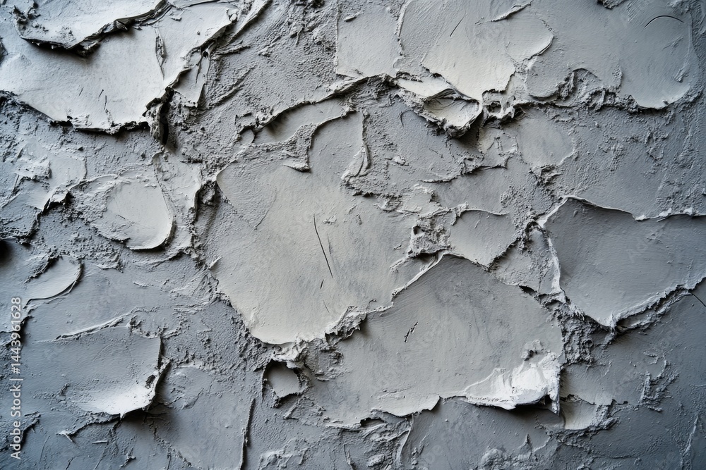Obraz premium Close-up view of peeling plaster on a wall. showcasing layers of texture and color variations. with a neutral background ideal for architectural or renovation themes